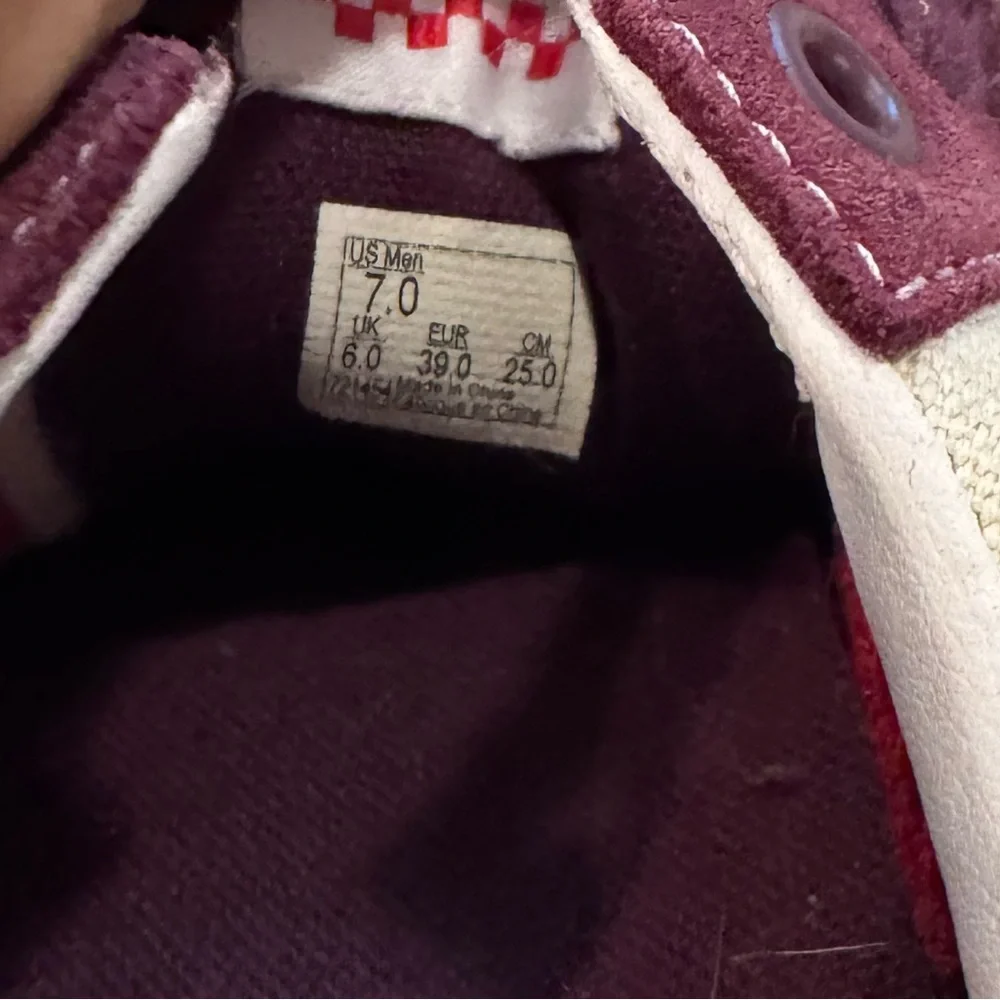 Vans Burgundy and Cream Men's Pop Crush Old Skool Skater Sneakers Men’s size 7 - Picture 11 of 13